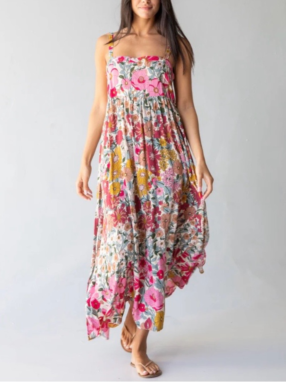 NATURAL LIFE Floral Maxi Dress in Pink, Yellow & Green
